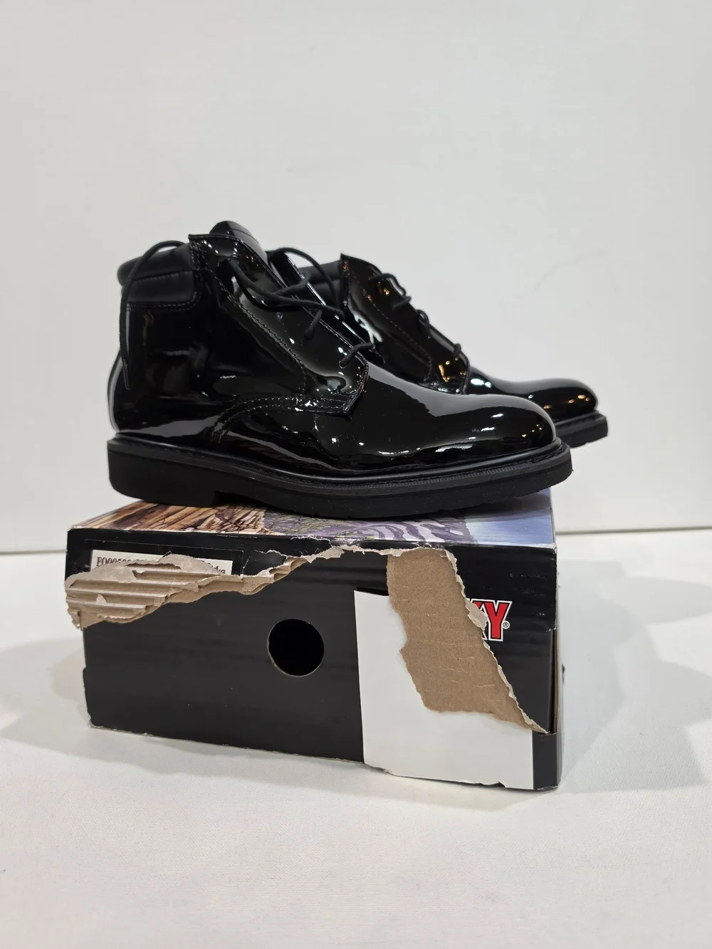 X.Rocky Dress Leather High Gloss Chukka Boots Black Men's 9M FQ00500-8